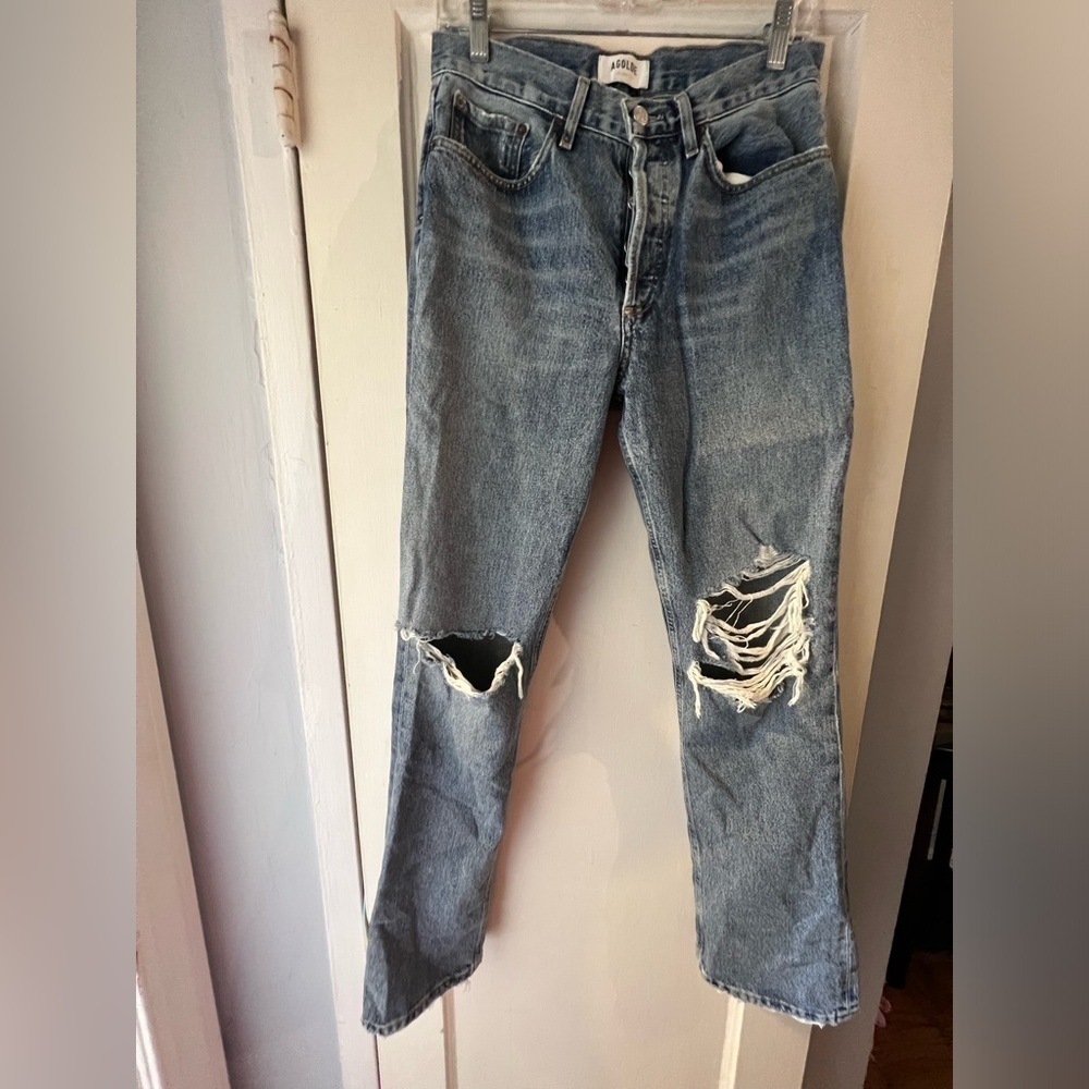 AGOLDE Lana High-Rise Vintage Straight-Leg Jeans in Backdrop 26 - Picture 4 of 9